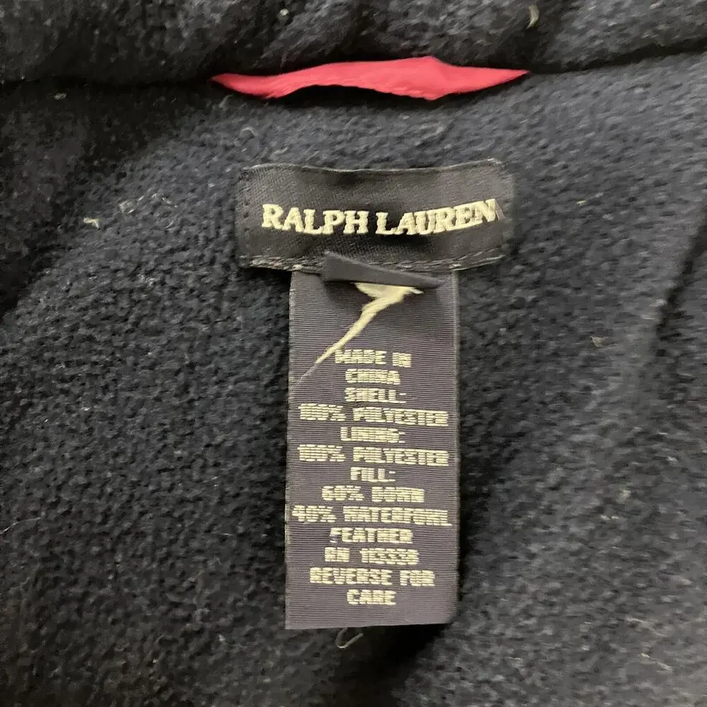 Ralph Lauren Hot Pink Puffer Coat Down Filled Padded Jacket Girls L Long Sleeve